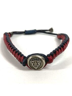 Gucci Bracelet Logo Cles Strap Leather Navy